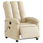 vidaXL Fauteuil inclinable de massage électrique crème tissu