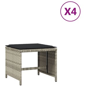 vidaXL Tabourets de jardin coussins lot de 4 gris clair résine tressée