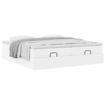 VidaXL Cadre de lit ottoman avec matelas blanc 200x200 cm similicuir