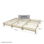 Lit familial XXL 270x200 cm en bois naturel avec sommier à lattes