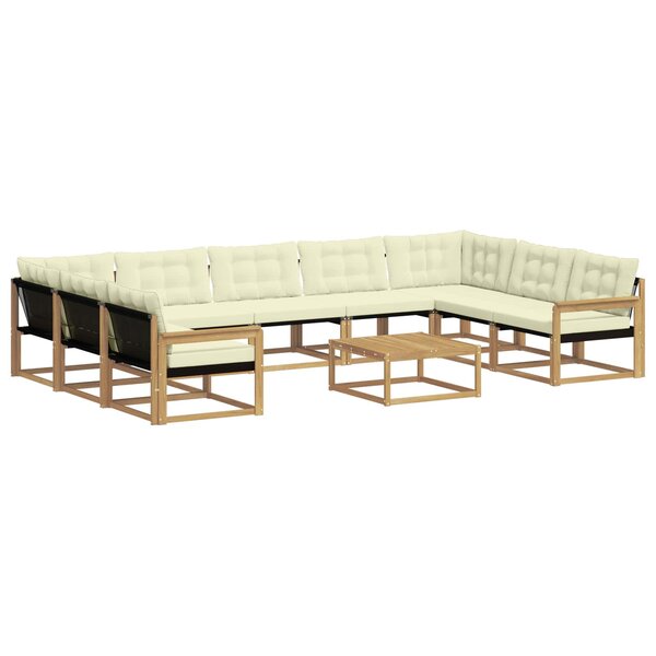 vidaXL Ensemble de canapés d'extérieur 10 pc Blanc et crème