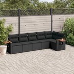 vidaXL Salon de jardin 6 Pièces avec coussins noir résine tressée