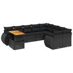 vidaXL Salon de jardin 10 Pièces avec coussins noir résine tressée