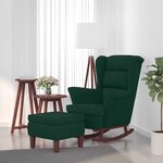 vidaXL Fauteuil à bascule à oreilles en velours vert foncé bois massif