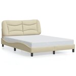 vidaXL Cadre de lit avec tête de lit Crème 120x200 cm Tissu