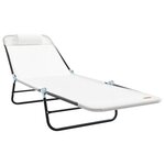 vidaXL Chaises longues pliantes 2 Pièces avec repose-tête crème Textilène