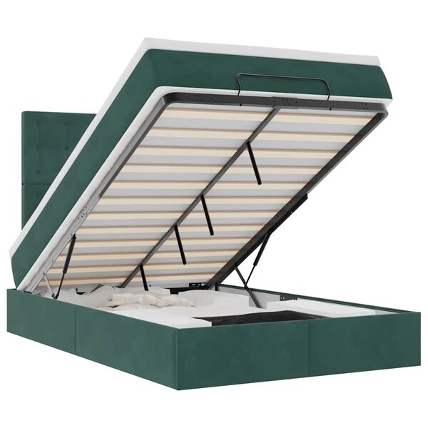 vidaXL Cadre de lit ottoman avec matelas vert foncé 120x200 cm velours
