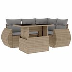 vidaXL Salon de jardin avec coussins 5 Pièces beige résine tressée