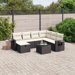 vidaXL Salon de jardin 8 Pièces avec coussins noir résine tressée