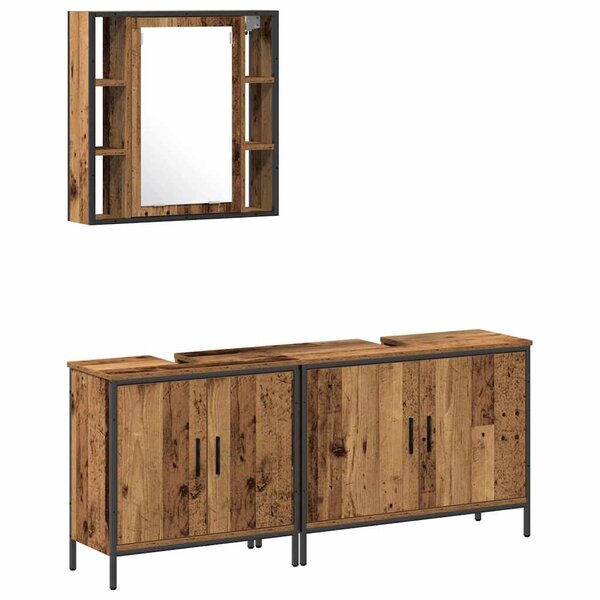 vidaXL Ensemble de mobilier de salle de bain avec étagère 3 Pièces Marron