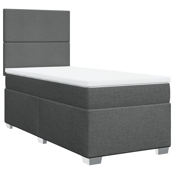 vidaXL Sommier à lattes de lit avec matelas Gris foncé 100x200cm Tissu