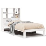 vidaXL Lit bibliothèque sans matelas blanc 90x190cm bois de pin massif