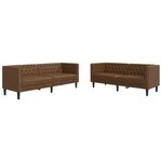 vidaXL Ensemble de canapé Chesterfield 2 Pièces marron similicuir daim
