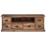vidaXL Meuble TV Naturel 110 x 30 x 40 cm Bois de teck massif
