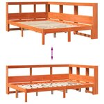 vidaXL Lit bibliothèque sans matelas cire marron 120x190cm pin massif