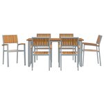 vidaXL Ensemble de salle à manger de jardin de 7 pièces en acier gris et bois d'acacia massif