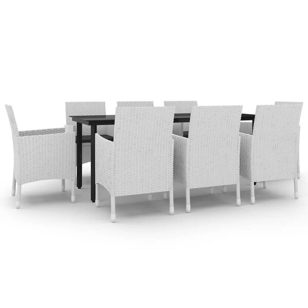 vidaXL Ensemble à dîner de jardin coussins 9 Pièces Résine tressée Verre