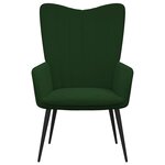 vidaXL Chaise de relaxation avec tabouret Vert foncé Velours