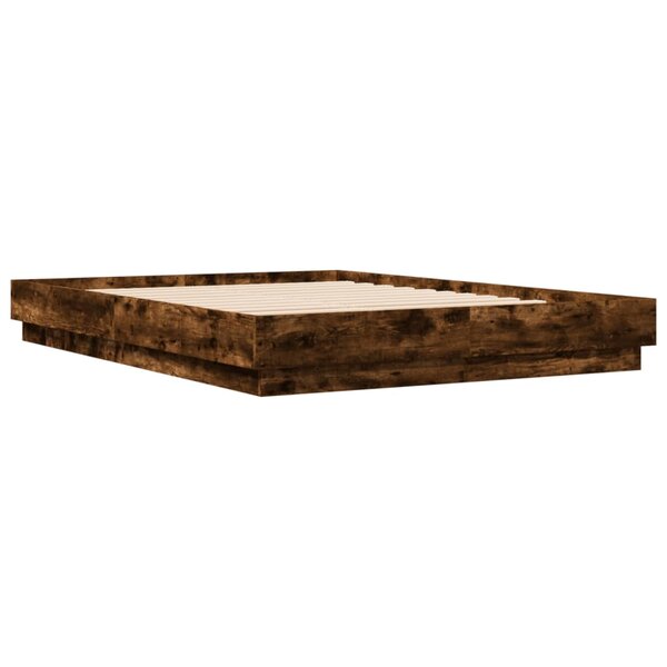 vidaXL Cadre de lit chêne fumé 150x200 cm bois d'ingénierie
