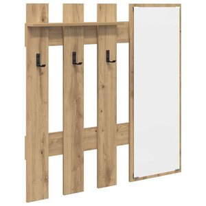 vidaXL Porte-manteau mural avec miroir Chêne artisan 100 x 10 x 100 cm