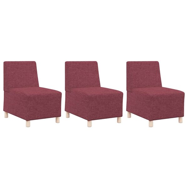 vidaXL Unité de Sofa Modulaire Sans Accoudoirs 3 Pièces Rouge bordeaux