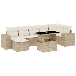vidaXL Salon de jardin avec coussins 8 Pièces beige résine tressée