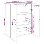 vidaXL Armoire Murale 2 Pièces Bois ancien 69 5 x 34 x 90 cm