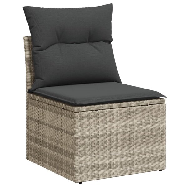 vidaXL Canapé de jardin sans accoudoirs coussins gris clair poly rotin