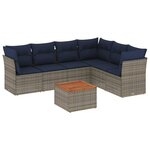 vidaXL Salon de jardin 7 Pièces avec coussins gris résine tressée