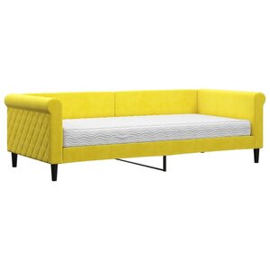 vidaXL Lit de jour avec matelas jaune 90x200 cm velours