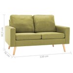vidaXL Canapé à 2 places Vert Tissu