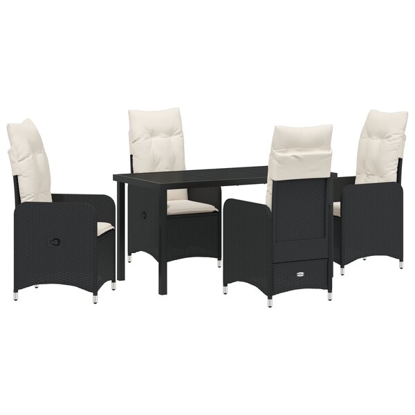 vidaXL Ensemble de jardin 5 pièces avec coussins noirs en poly rotin