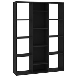 vidaXL Séparateur de pièce/Bibliothèque Noir Bois d’ingénierie