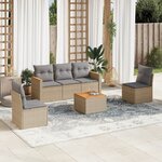 vidaXL Salon de jardin avec coussins 6Pièces mélange beige résine tressée