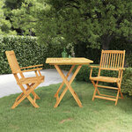 vidaXL Ensemble à manger de jardin pliable 3 Pièces Bois d'acacia solide