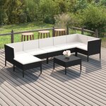 vidaXL Salon de jardin 8 Pièces avec coussins résine tressée noir