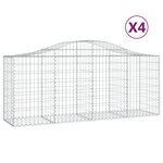 vidaXL Paniers à gabions arqués 4 Pièces 200x50x80/100 cm Fer galvanisé