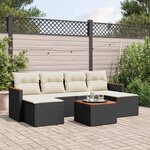 vidaXL Salon de jardin 7 Pièces avec coussins noir résine tressée
