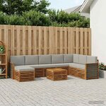vidaXL Ensemble de canapés d'extérieur 7 Pièces Naturel et gris clair