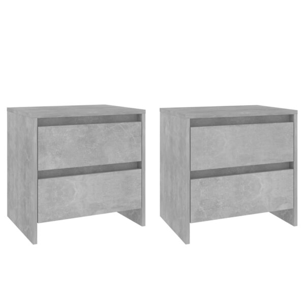 vidaXL Tables de chevet 2Pièces gris béton 45x34 5x44 5cm bois ingénierie