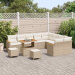 vidaXL Ensemble de canapé de jardin 12 Pièces Beige Poly rotin