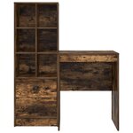 vidaXL Bureau avec rangement 2 Pièces Chêne fumé 60 x 50 x 76 cm