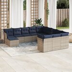 vidaXL Salon de jardin avec coussins 12 Pièces gris résine tressée