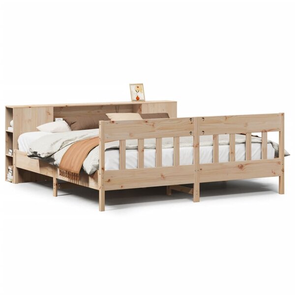 vidaXL Lit bibliothèque sans matelas 200x200 cm bois massif de pin