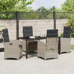 vidaXL Ensemble de salle à manger de jardin 5 pièces avec coussins gris clair en poly rattan