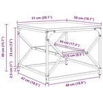 vidaXL Table basse Gris Sonoma 51 x 50 x 40 cm