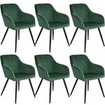Lot de 6 chaises pieds noir siège de salon cuisine salle à manger design élégant velours vert 08_0000015