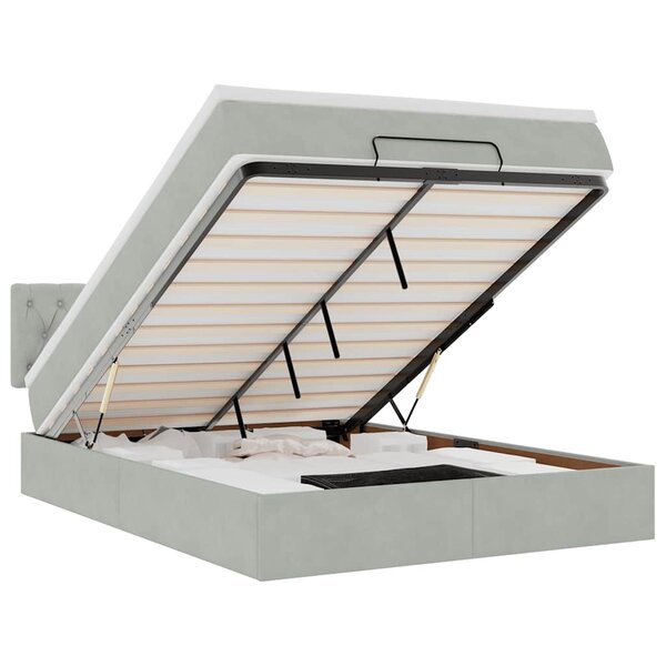 vidaXL Cadre de lit ottoman avec matelas gris clair 140x200 cm velours