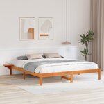 vidaXL Cadre de lit avec tables de chevet Marron Marron cire