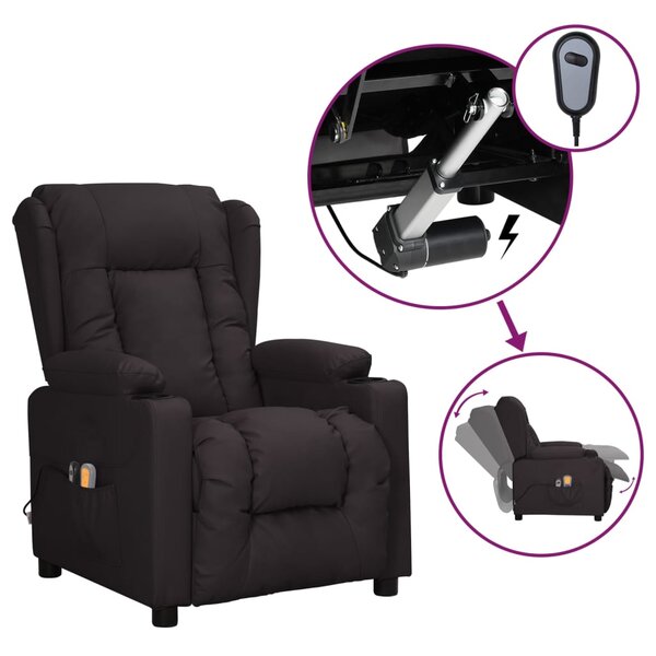 vidaXL Fauteuil électrique de massage Noir Similicuir